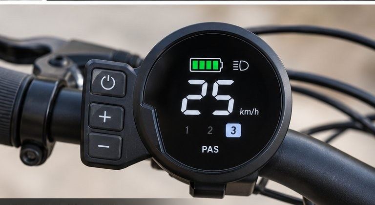 LED display showing speed and PAS level